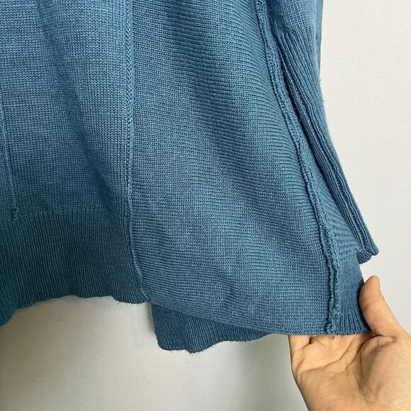 Soft Surroundings Women Waterfall Open Front Cardigan Ruffle Teal Sz L Wool Blen - Picture 16 of 16